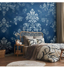 Wall Mural - Retro Ornament Decorative Motif in Worn Blues