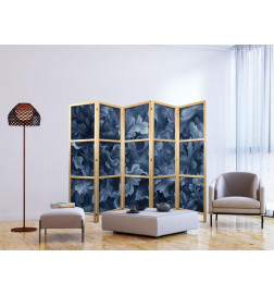 Paravent japonais - Abstract Ornaments - Dark Blue Victorian Leaves