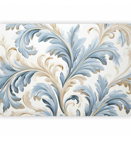 Carta da parati - Baroque Ornaments in Light Cream-Blue Hues
