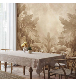 Wall Mural - Carved Baroque Ornaments: Rich Composition in Sepia Colors