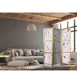 Japanese Room Divider - Confetti-Style Terrazzo - Purple-Pink - Colorful Pattern