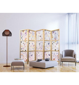 Japanischer Paravent - Confetti-Style Terrazzo - Purple-Pink - Colorful Pattern