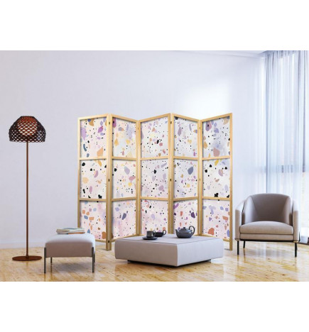Paravent japonais - Confetti-Style Terrazzo - Purple-Pink - Colorful Pattern