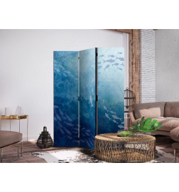 Paravent - Schools of Fish - Luminous Clusters of Fish in Blue Hues Amidst the Sea Depths