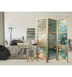 Japonska pregrada - Spectacular Underwater Landscape - Fish in the Underwater World in Colors of Turquoise Blue Beige an