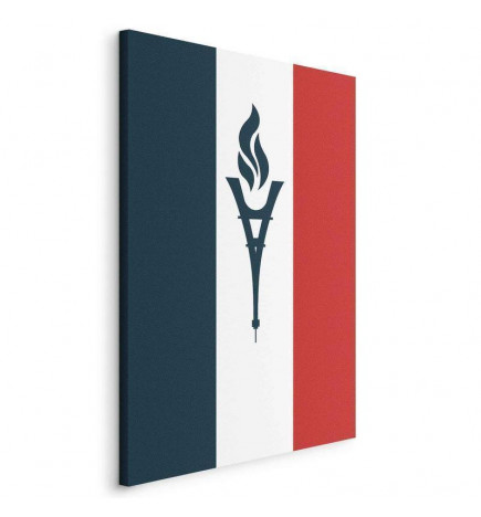 Leinwandbild - Torch Against the Backdrop of the French Flag
