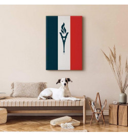Leinwandbild - Torch Against the Backdrop of the French Flag