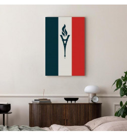 Leinwandbild - Torch Against the Backdrop of the French Flag