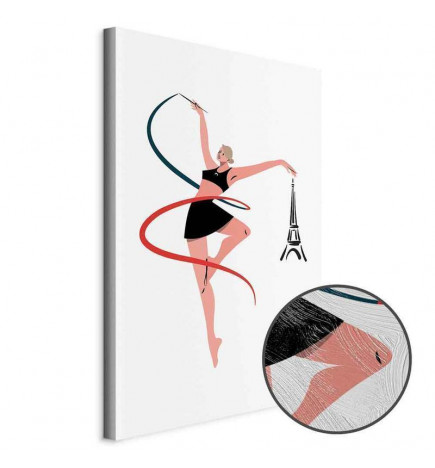 Schilderij - Rhythmic Gymnastics - Illustration of a Woman With a Ribbon