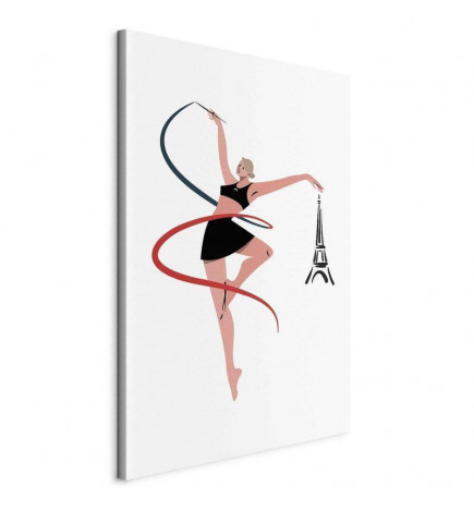 Schilderij - Rhythmic Gymnastics - Illustration of a Woman With a Ribbon