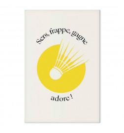 Canvas Print - Badminton Shuttlecock on a Yellow Circle Background