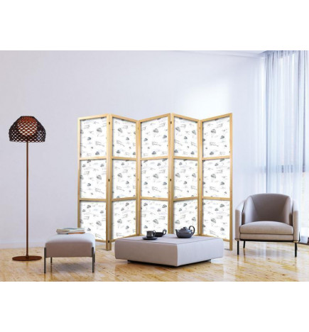 Japanilainen sermi - Watercolor - Airplane Show on a Bright Sky with Delicate Clouds