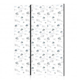 Room Divider - Watercolor - Air Show on a Bright Sky with Delicate Clouds