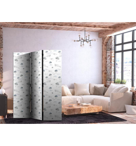 Room Divider - Watercolor - Air Show on a Bright Sky with Delicate Clouds