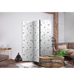 Paravento - Watercolor - Air Show on a Bright Sky with Delicate Clouds