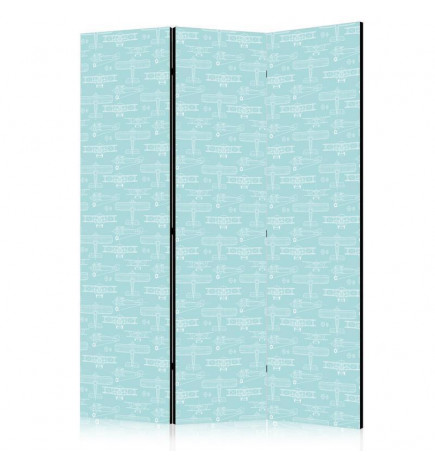 Biombo - Sketch - Outline of an Airplane in White on a Turquoise Background