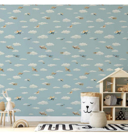 Wallpaper - Illustration - Yellow-blue airplanes against a blue sky