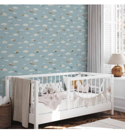 Tapetas - Illustration - Yellow-blue airplanes against a blue sky