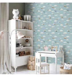 Tapetas - Illustration - Yellow-blue airplanes against a blue sky