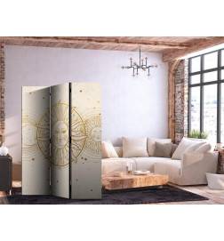Room Divider - Golden Sun and Moon - Artistic Retro Style Illustration