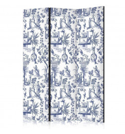 Vouwscherm - Rome and Botany - Blue Pattern with a Greek and Plant Motif
