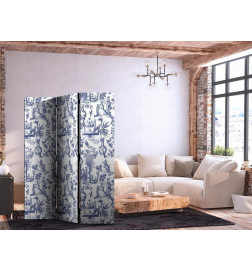 Vouwscherm - Rome and Botany - Blue Pattern with a Greek and Plant Motif