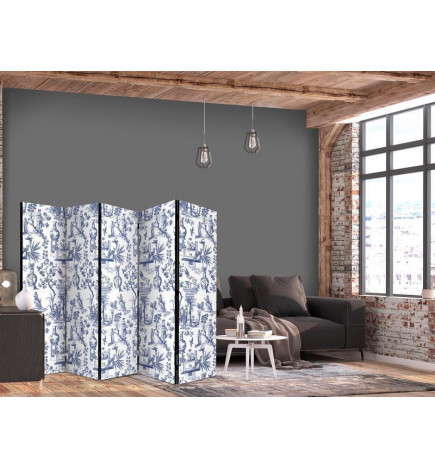 Paravento - Rome and Botany - Blue Pattern with a Greek and Plant Motif