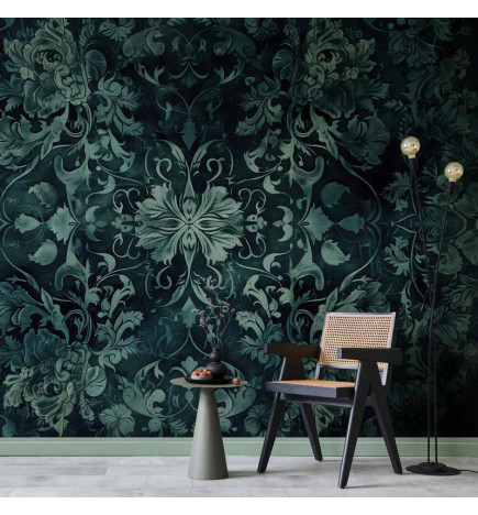 Wall Mural - Oriental Pattern Carpet: Emerald Ornaments and Worn Patterns