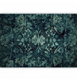 Fotomural - Oriental Pattern Carpet: Emerald Ornaments and Worn Patterns