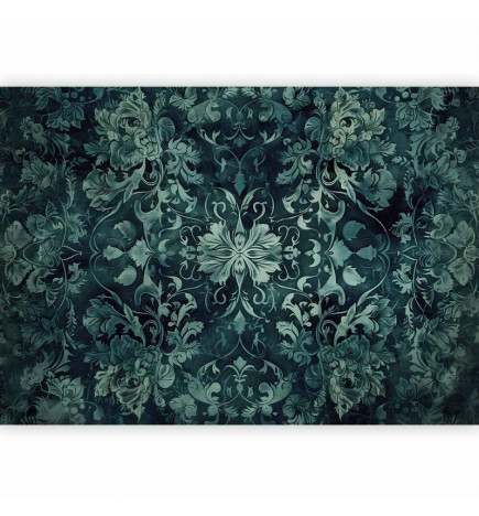 Mural de parede - Oriental Pattern Carpet: Emerald Ornaments and Worn Patterns