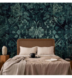 Fototapetas - Oriental Pattern Carpet: Emerald Ornaments and Worn Patterns