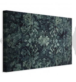 Schilderij - Oriental Pattern Carpet: Emerald Ornaments and Worn Patterns