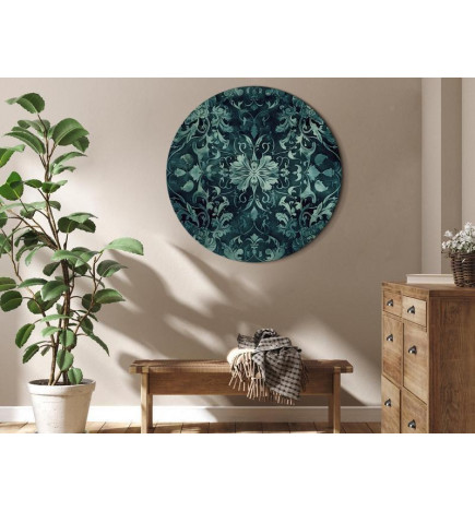 Tableau rond - Oriental Pattern Carpet: Emerald Ornaments and Worn Patterns