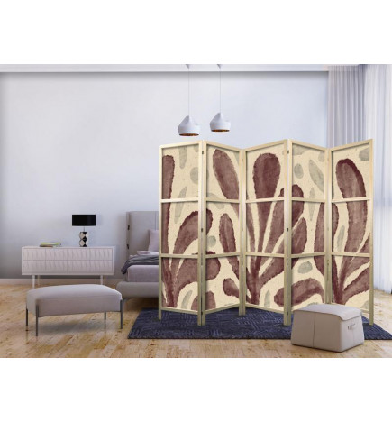 Paravento giapponese - Waving Leaves - Irregular Plant Shapes in the Style of Matisse