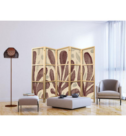 Japans kamerscherm - Waving Leaves - Irregular Plant Shapes in the Style of Matisse