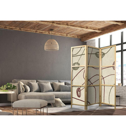 Japans kamerscherm - Bead Labyrinth - Minimalist Abstraction on a Worn Background