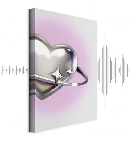 Tableau - Cosmic Heart - Silver Heart with a Ring on a Purple Background