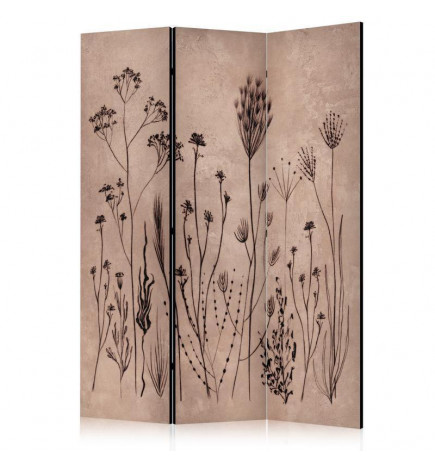Vouwscherm - Plant Vintage - Delicate Field Flowers on a Background in Lime Wash Technique