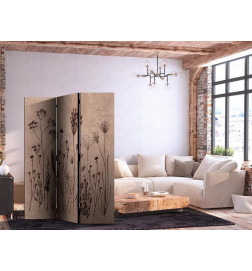 Paravento - Plant Vintage - Delicate Field Flowers on a Background in Lime Wash Technique