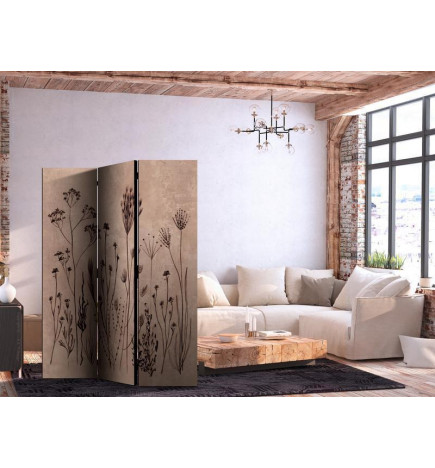 Room Divider - Plant Vintage - Delicate Field Flowers on a Background in Lime Wash Technique