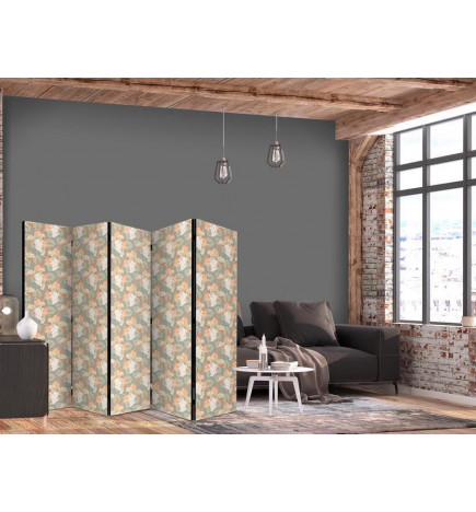 Sermi - Little Bouquets - Exotic Flowers and Leaves on a Gray-Green Background