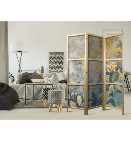 Japanese Room Divider - Tapestry Pattern with Meadow and Flowers - Kilim with a Spring Motif