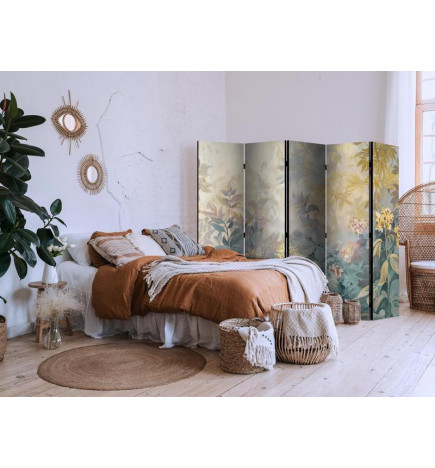 Paravent - Tapestry Pattern With Meadow and Flowers - Kilim With Spring Motif