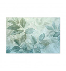 Canvas Print - Large Leaves in Shades of Green-Mint: Botanical Motif