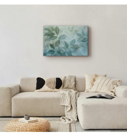 Canvas Print - Large Leaves in Shades of Green-Mint: Botanical Motif