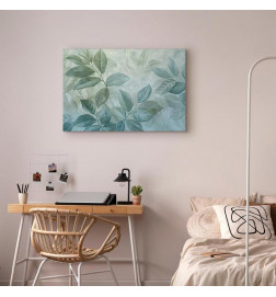 Quadro - Large Leaves in Shades of Green-Mint: Botanical Motif