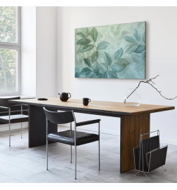 Slika - Large Leaves in Shades of Green-Mint: Botanical Motif