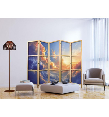Japanese Room Divider - Sunset Over a Cloudy Sea: A Wonderful Symphony of Colors