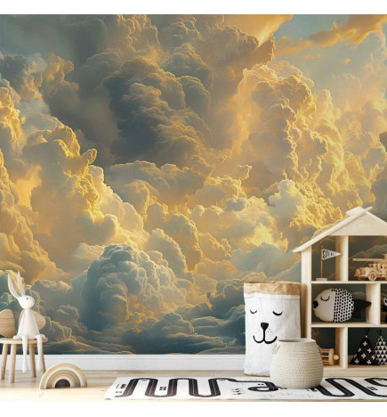 Fotomural - Last Breath of the Day: Clouds Illuminated by Evening Glow