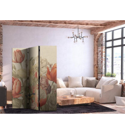 Paravento - Bouquet with Tulips - Colorful Flowers on a Light Background - Illustration